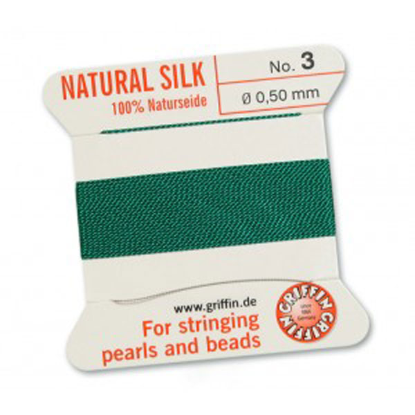 Griffin Parelzijde, groen, 0.50 mm x 2 m, met naald