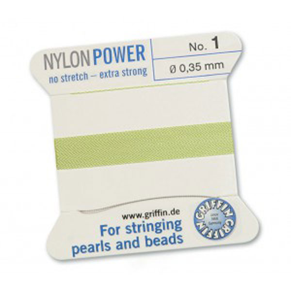 Griffin Nylon Power, jade groen, 0.35 mm x 2 m, met naald