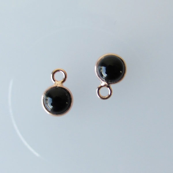 Roze gouden bedeltje, 6 mm, ONYX, per stuk