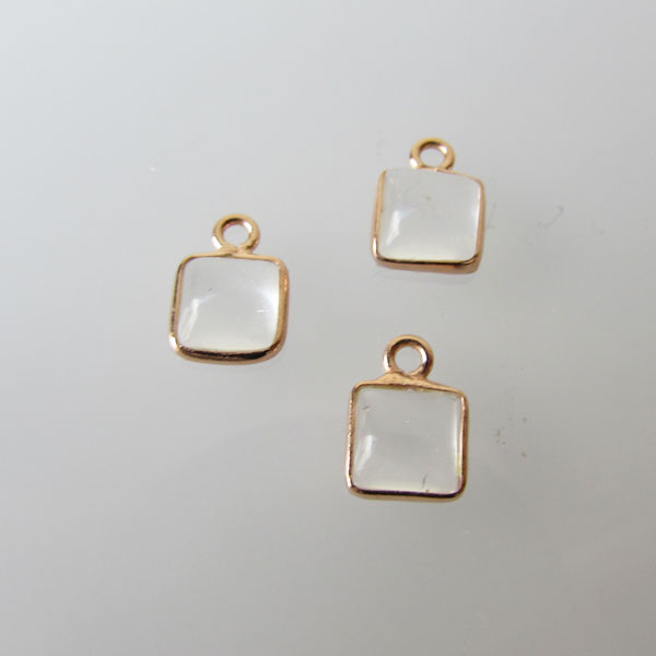 Roze gouden bedeltje, 6-6.5 mm, KRISTAL, per stuk