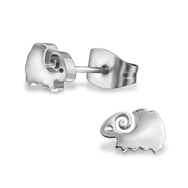 Edelstalen oorsteker, Schaapje, 7 x 5 mm, per paar