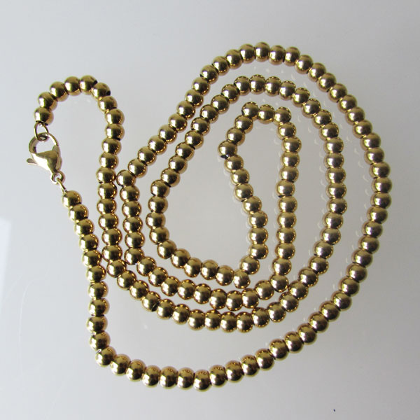 Vergulde edelstalen bolletjesketting, 50 cm, per stuk