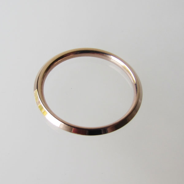 Edelstalen (316) roze vergulde ring, 2 mm breed en hoog, aanschuifring, maat 17.2, per stuk