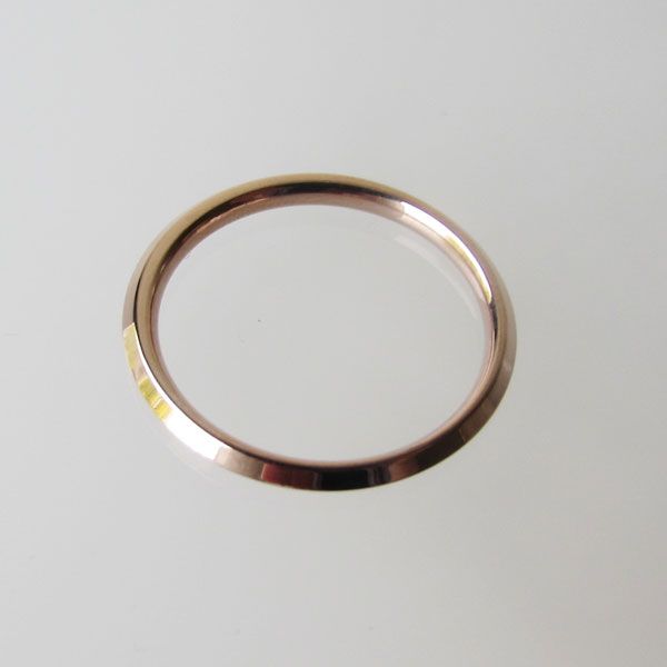 Edelstalen (316) roze vergulde ring, 2 mm breed en hoog, aanschuifring, maat 18, per stuk