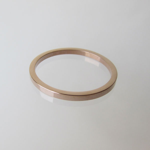Edelstalen (316) roze vergulde ring, 1.5 mm breed, aanschuifring, maat 17.2, per stuk