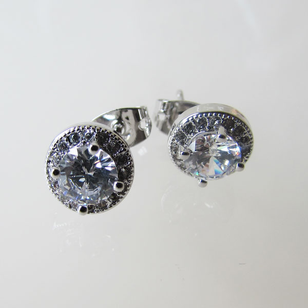 Edelstalen (316) oorstekers met 5 mm zirkonia steentje, per paar