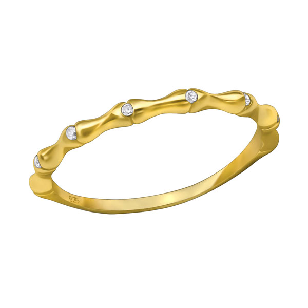 Sterling zilveren (925) vergulde ring, zirkonia’s, maat 16.5