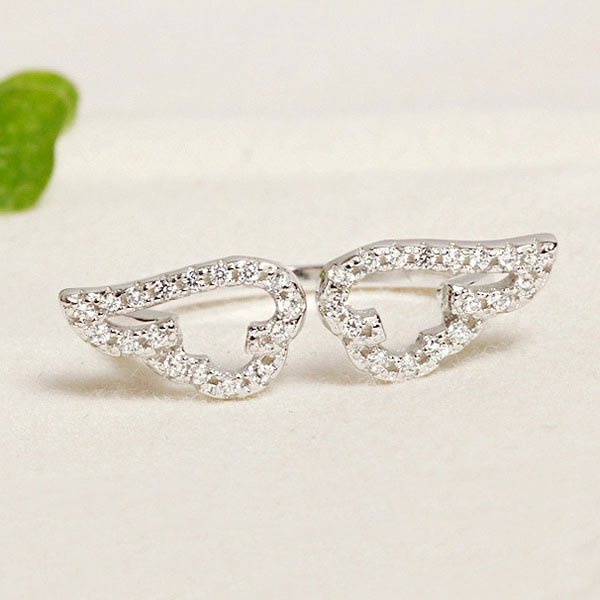 Sterling zilveren (925) ring, wings met zirkonia’s, verstelbaar, per stuk