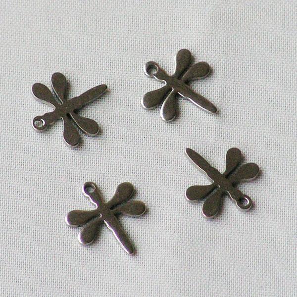 Edelstalen RVS bedeltje (316), libelle, 12 x 10 mm, per 10 stuks