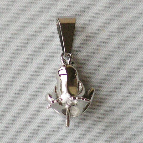 Edelstalen RVS hangeroog, kikker met kroon, 23 x 13 mm, verpakt per stuk