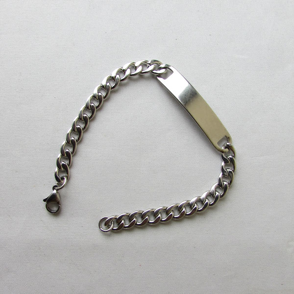 Edelstalen (316) armband met naamplaatje, 18.5 cm, per stuk