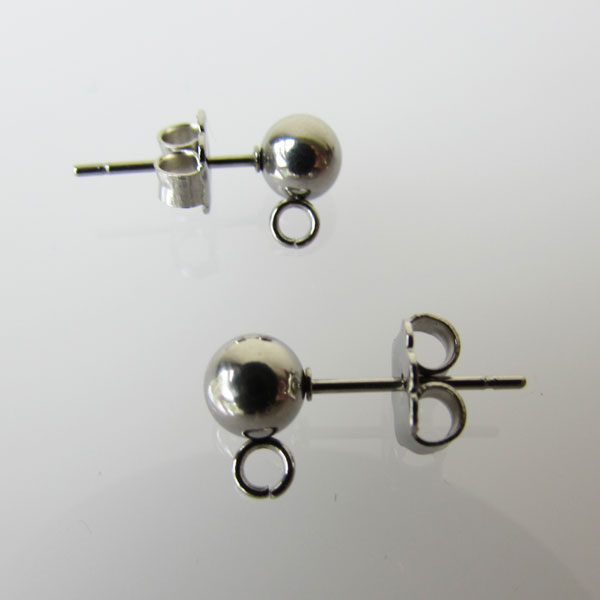 Edelstaal oorstekers met 5 mm bolletje, per 10 stuks