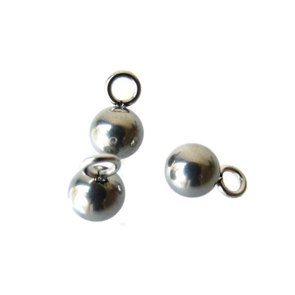 Edelstalen RVS bedeltje (316), bolletje, 6 mm, per 10 stuks