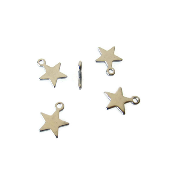 Edelstalen RVS bedeltje (316), sterretje, 8 mm, per 10 stuks