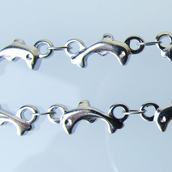 Edelstaal (316) RVS jasseron, DOLFIJN, 12 x 5 x 2 mm, verpakt per meter