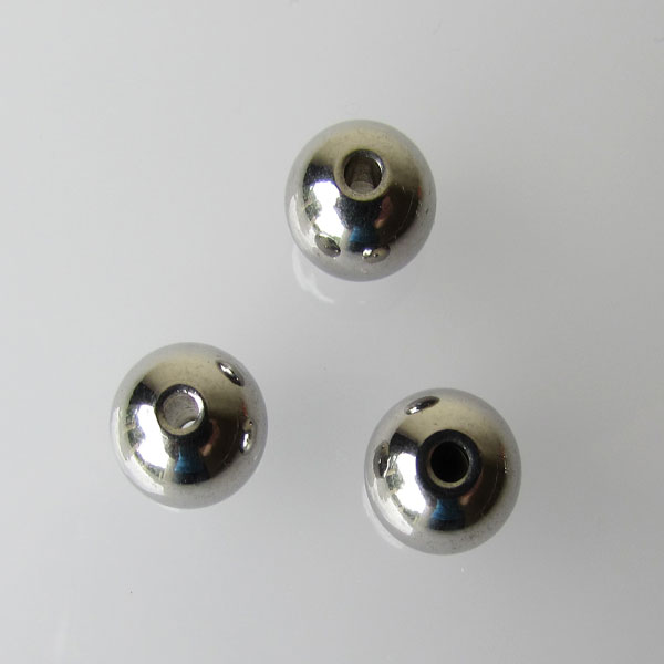 Edelstaal RVS kraal (316), 8 mm, groot rijggat, verpakt per 10 stuks