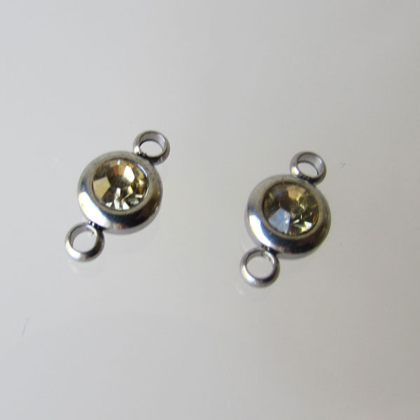 Edelstalen connector, Topaz zirkonia, 7 mm, per stuk