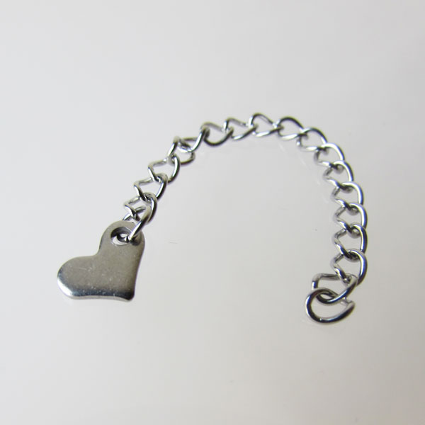 Edelstaal (316) RVS verlengketting, hartje, per 10 stuks