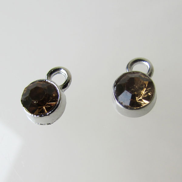 Edelstalen bedel, kristal, topaz, 6 mm, verpakt per stuk