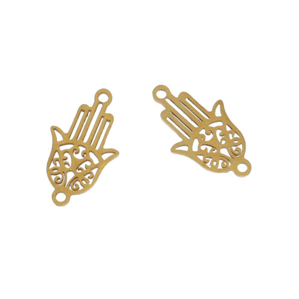 Verguld Edelstalen RVS bedel (316), Hamsa, 19 mm, per stuk