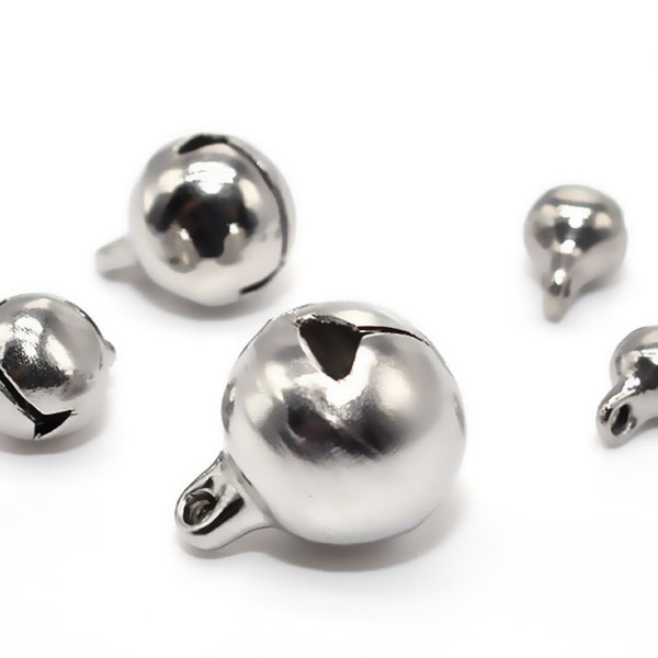 Edelstalen bedel, Belletje, 5 mm, per 10 stuks