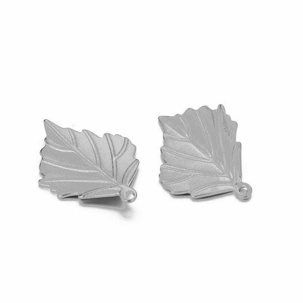 Edelstalen bedel, Blad, 17 x 13 mm, per stuk