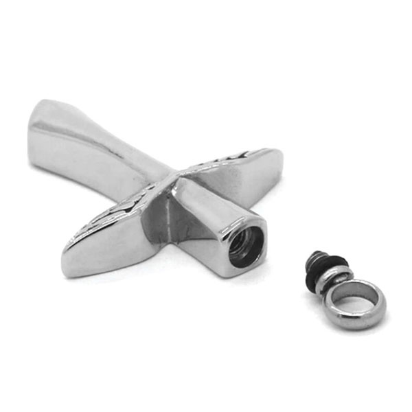 Edelstalen Ashanger, 38 x 26 mm, Kruis, verpakt per stuk