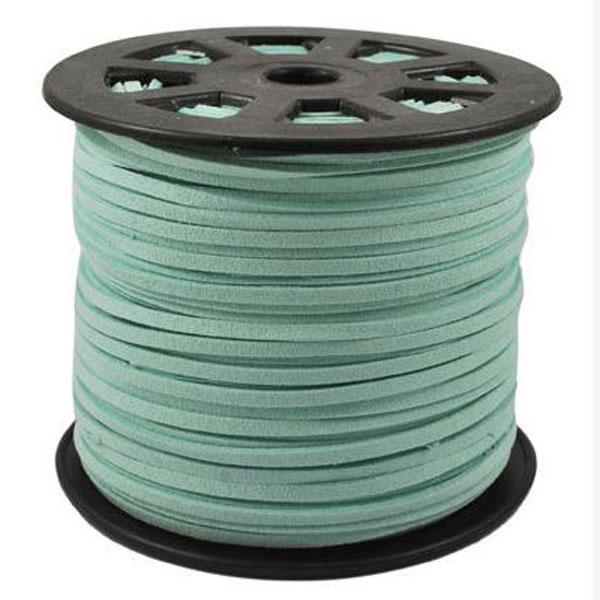 Suedekoord, 3 mm, turquoise, per rol van 91 meter
