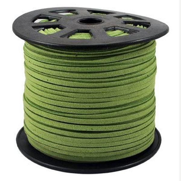 Suedekoord, 3 mm, limegroen, per rol van 91 meter
