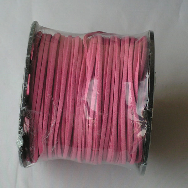 Suedekoord, 3 mm, roze, per rol van 91 meter