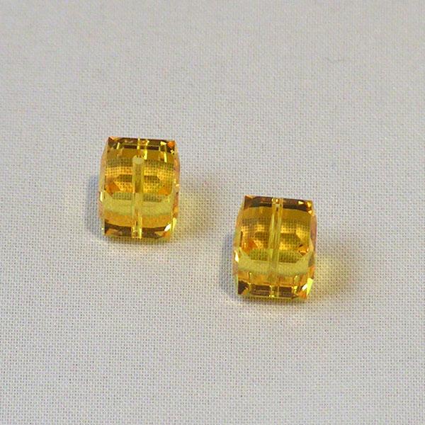 Swarovski® kubus kraal, 8 x 8 x 8 mm, Light Topaz, verpakt per stuk