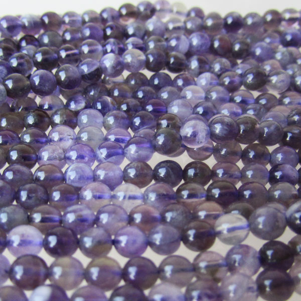 Amethist, rond, 4 mm, paars, per streng
