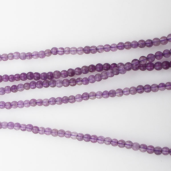 Amethist, rond, 2 mm, paars, per streng