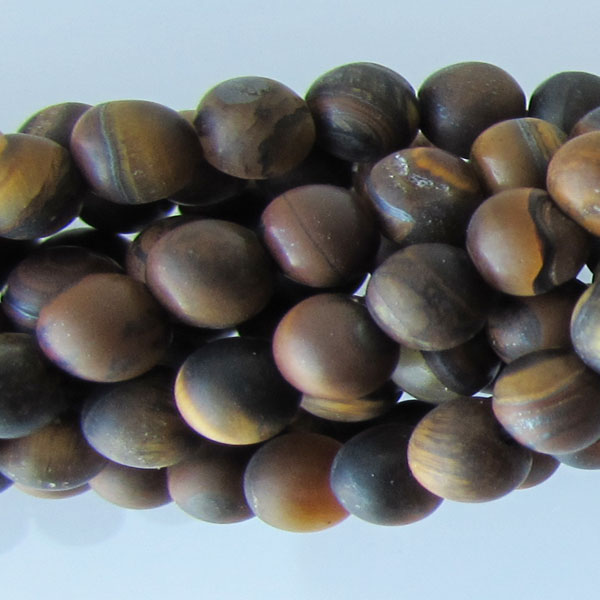 Tijgeroog, 4 mm, frosted, verpakt per streng