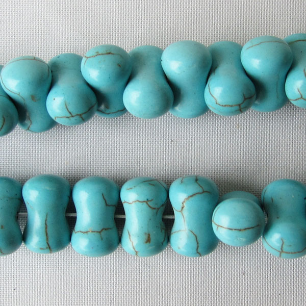 Turkooise kraal, 14 x 8 mm, botje, per streng