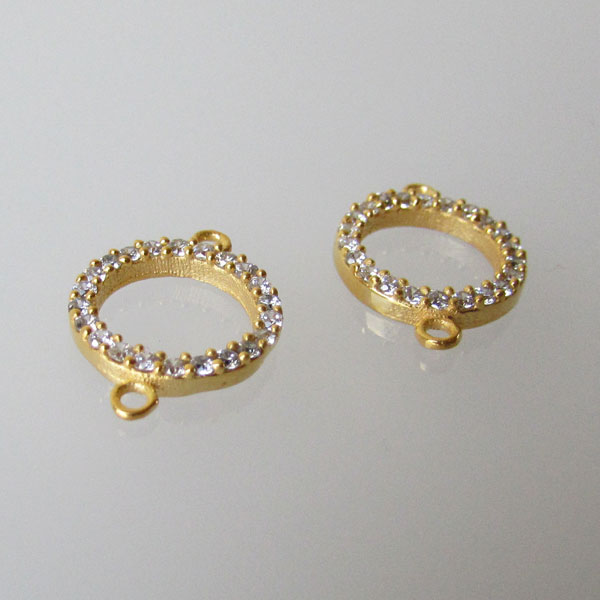 22 K Goud vermeil tussenstuk, zirkonia’s, 13 x 18 mm, per stuk