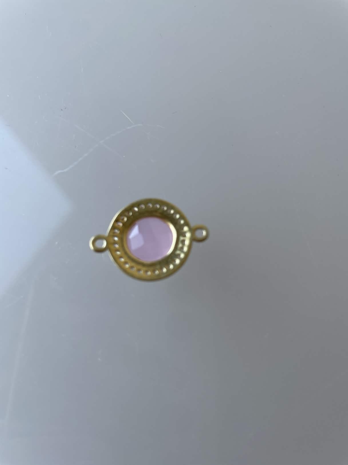 22 K Goud vermeil tussenstuk, HYDRO ROZENKWARTS met zirkonia’s, 13 x 18 mm, per stuk