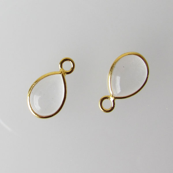 22 K Goud vermeil bedel, KRISTAL, 12 x 7 mm, per stuk