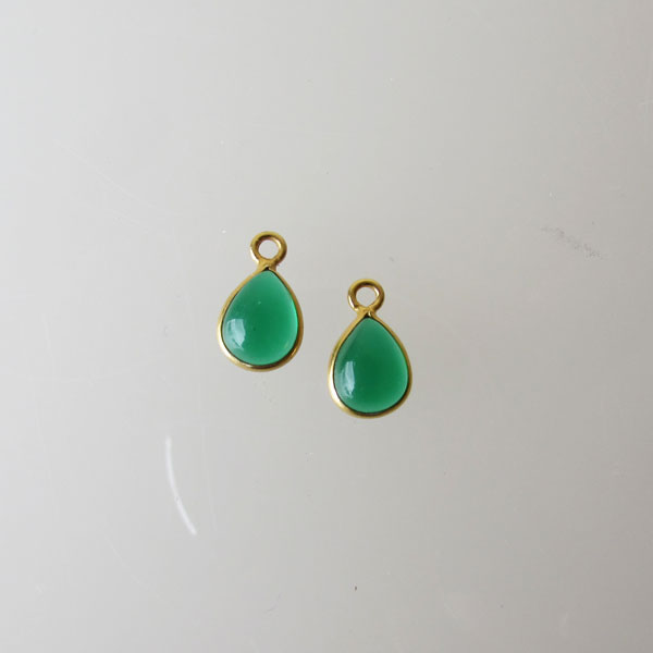 22 K Goud vermeil bedel, GROENE TOERMALIJN, 12 x 7 mm, per stuk