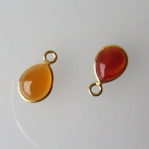22 K Goud vermeil bedel, CARNEOOL, 12 x 7 mm, 1 micron plated, per stuk