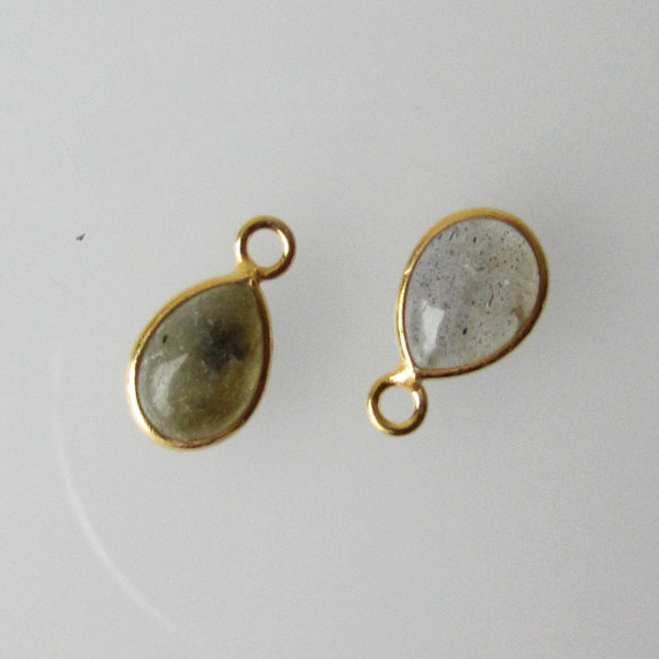 22 K Goud vermeil bedel, LABRADORIET, 12 x 7 mm, per stuk