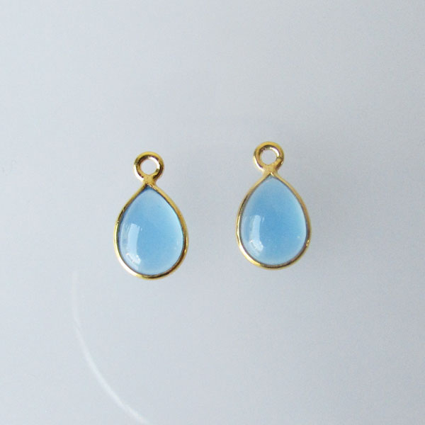 22 K Goud vermeil bedel, CHALCEDOON, 12 x 7 mm, per stuk