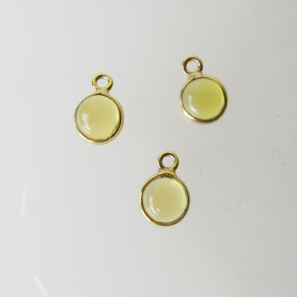 22 K Goud vermeil bedeltje, 6 mm, CITRIEN, per stuk