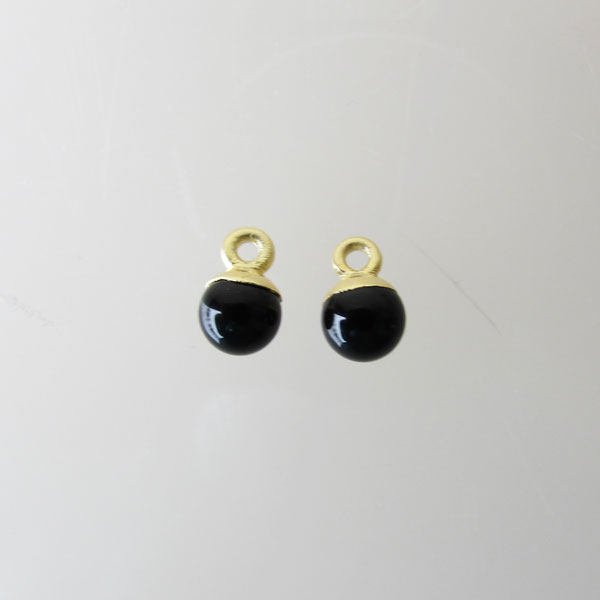 22 K Goud Vermeil bedel, ONYX, 6 mm, per stuk