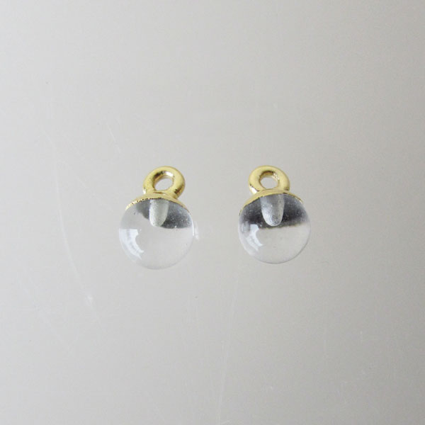 22 K Goud Vermeil bedel, KRISTAL, 6 mm, per stuk