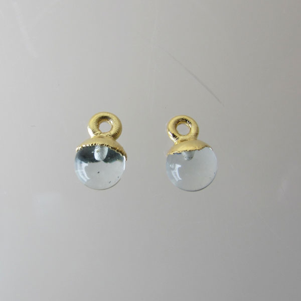 22 K Goud Vermeil bedel, AQUAMARIJN, 6 mm, per stuk