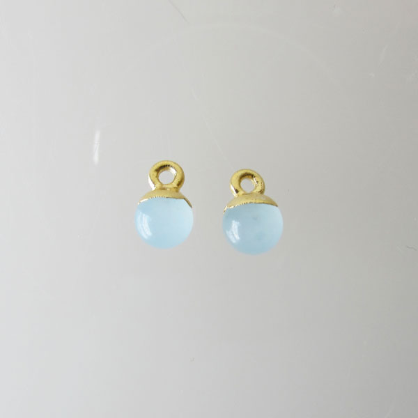 22 K Goud Vermeil bedel, CHALCEDOON, 6 mm, per stuk