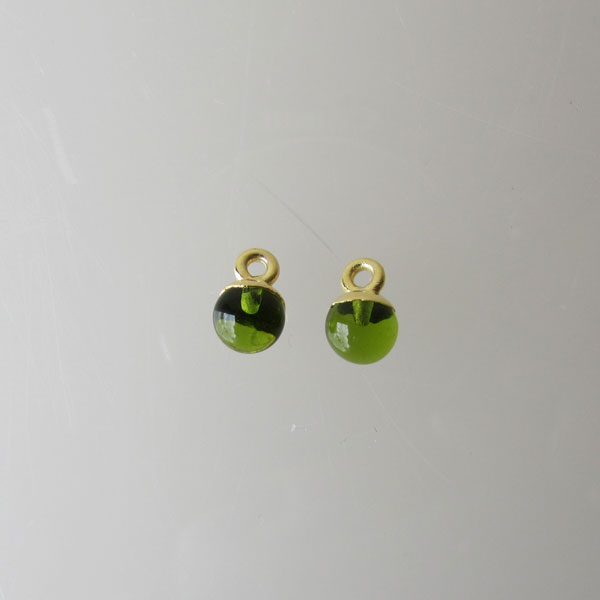 22 K Goud Vermeil bedel, GROENE TOERMALIJN, 6 mm, per stuk