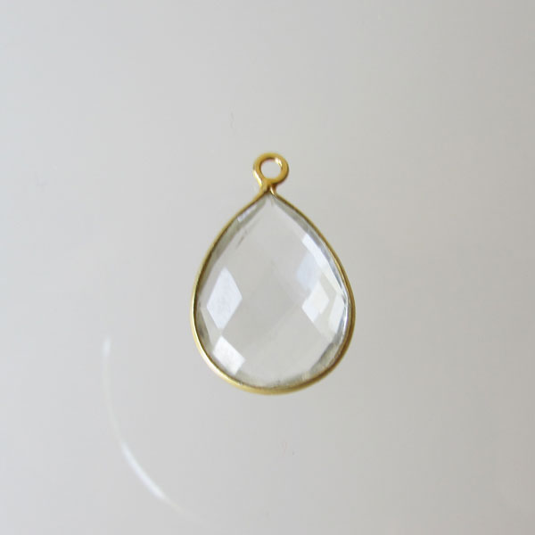 22 K Goud Vermeil hanger van KRISTAL, gefacetteerd, 13 x 19 mm, verpakt per stuk