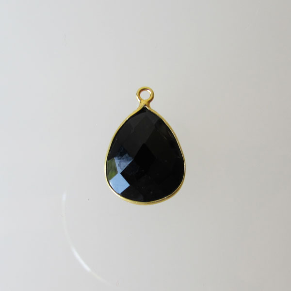 22 K Goud Vermeil hanger van ONYX, gefacetteerd, 13 x 19 mm, verpakt per stuk